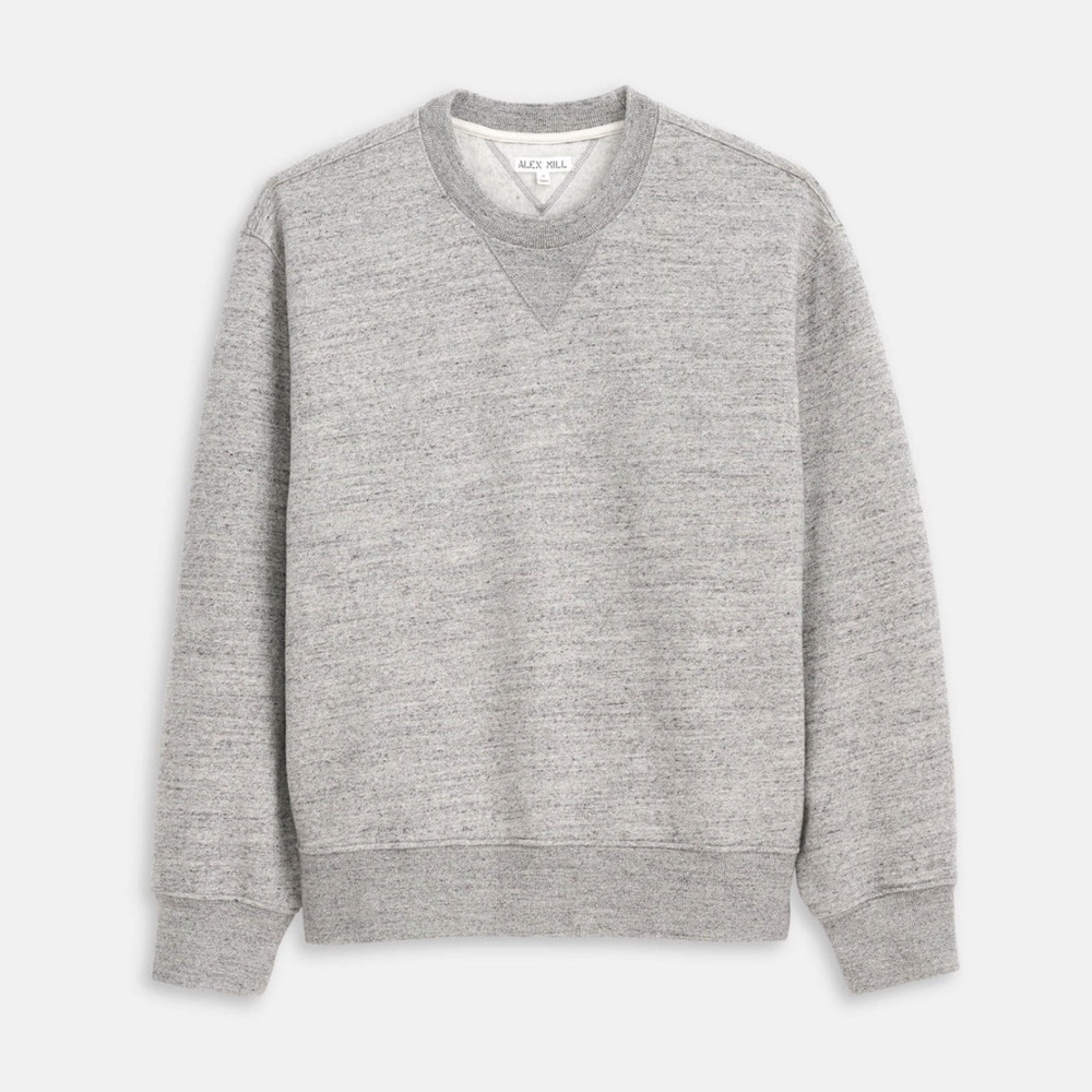 Alex Mill 12th Street Crewneck Sweatshirt in Heather Gray Fleece, Size L